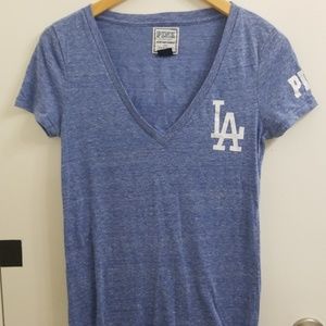 VS Pink Dodgers V Neck Tee